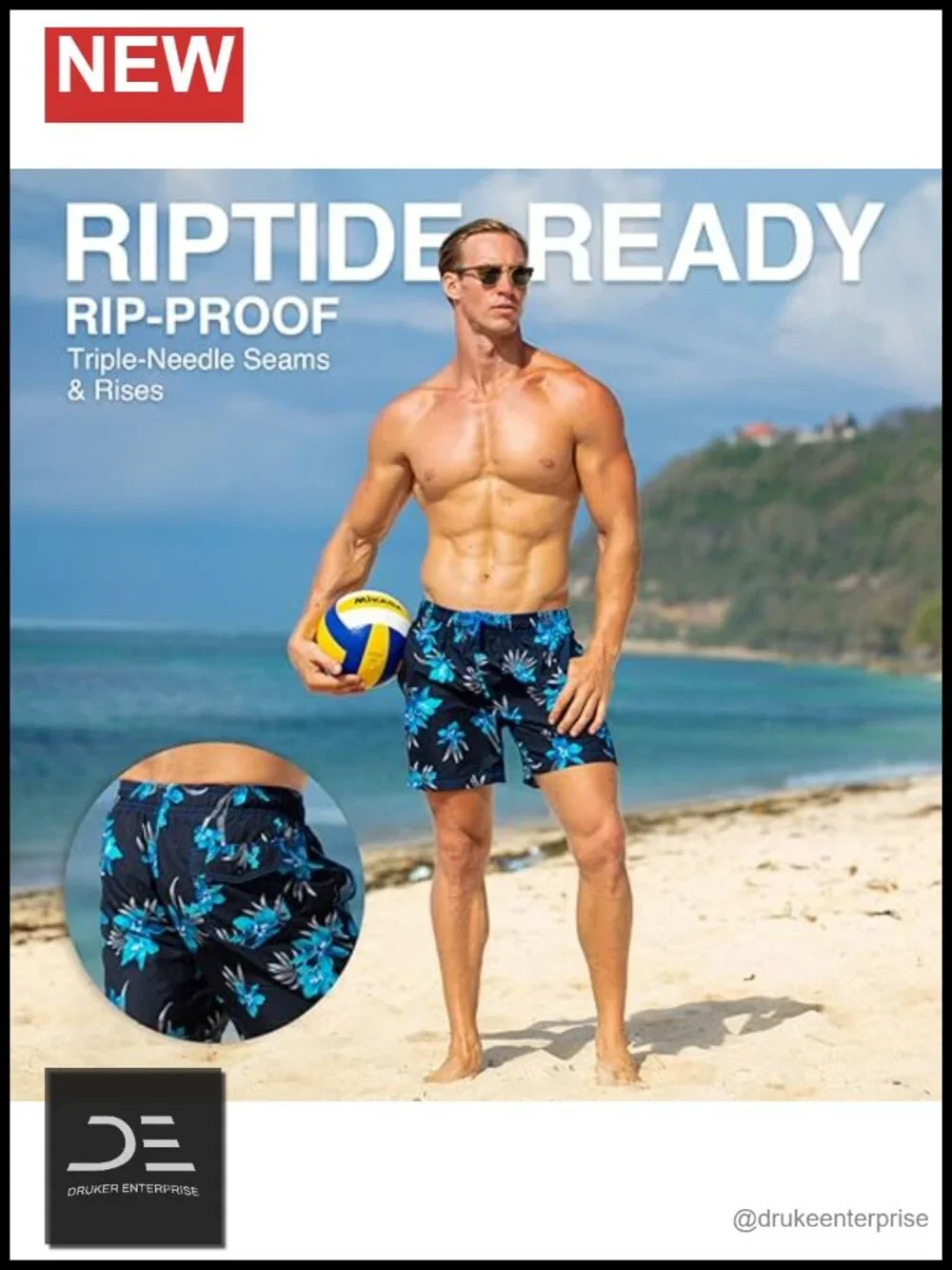 Men's Quick-Dry Swim Trunks with UPF 50+ and Pockets